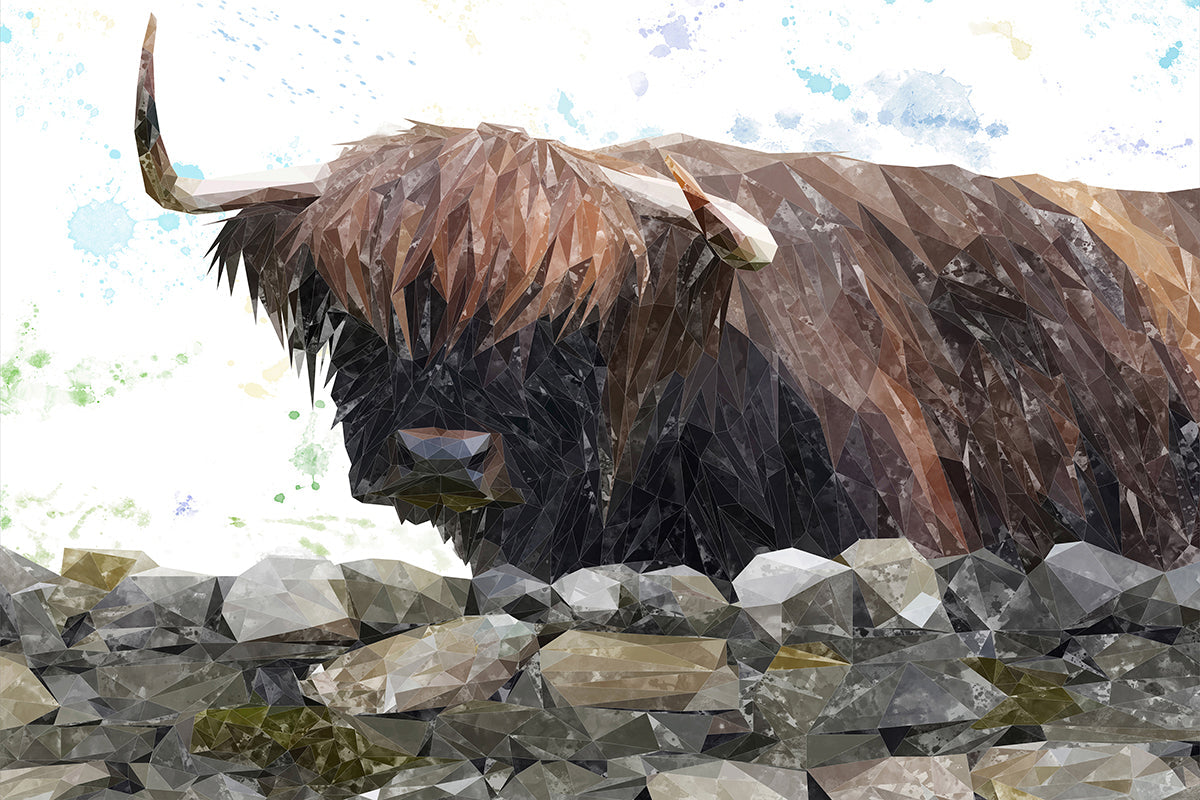 "Freya" The Highland Cow from Applecross Glass Wall Art