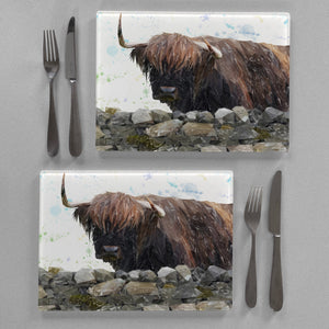 "Freya" The Highland Cow from Applecross Premium Glass Placemat