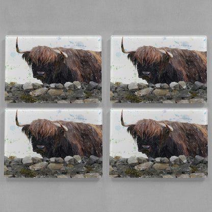 "Freya" The Highland Cow from Applecross Premium Glass Placemat