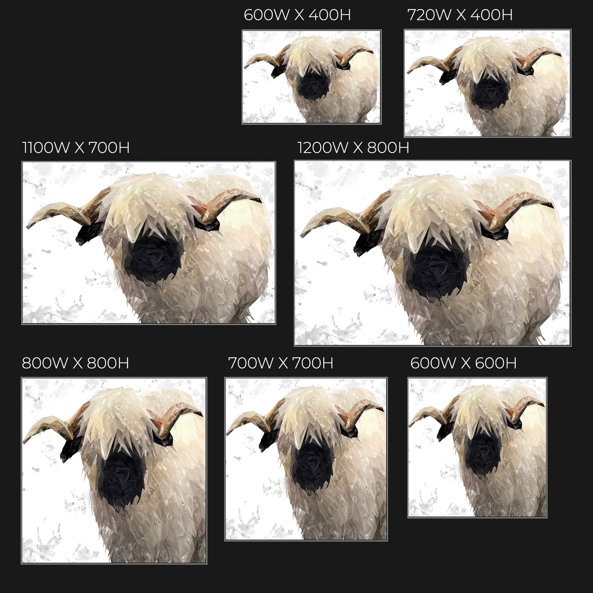 "Bertie" The Valais Ram (Grey Background) Glass Wall Art