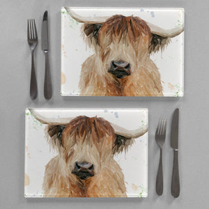 "Bernadette" The Highland Cow Premium Glass Placemat