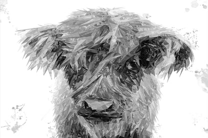 "Peeps" The Highland Calf (B&W) Glass Wall Art