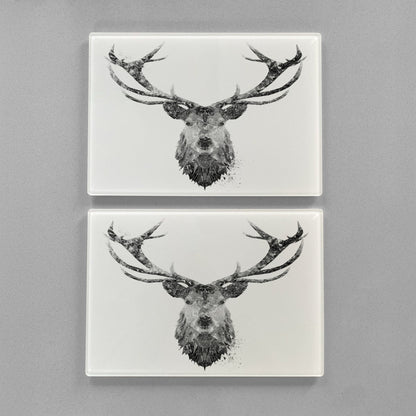 "The Stag" (B&W) Premium Glass Placemat