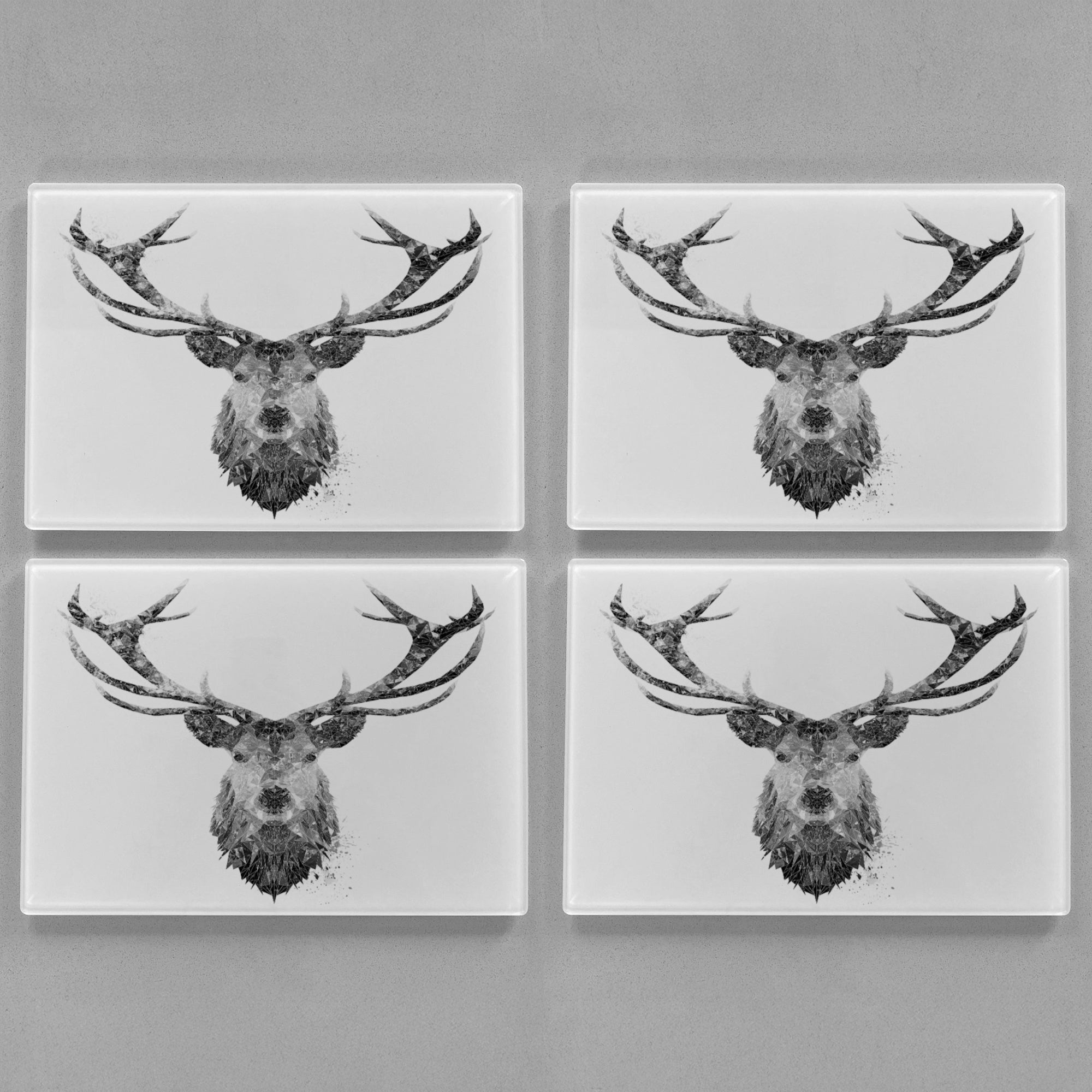 "The Stag" (B&W) Premium Glass Placemat