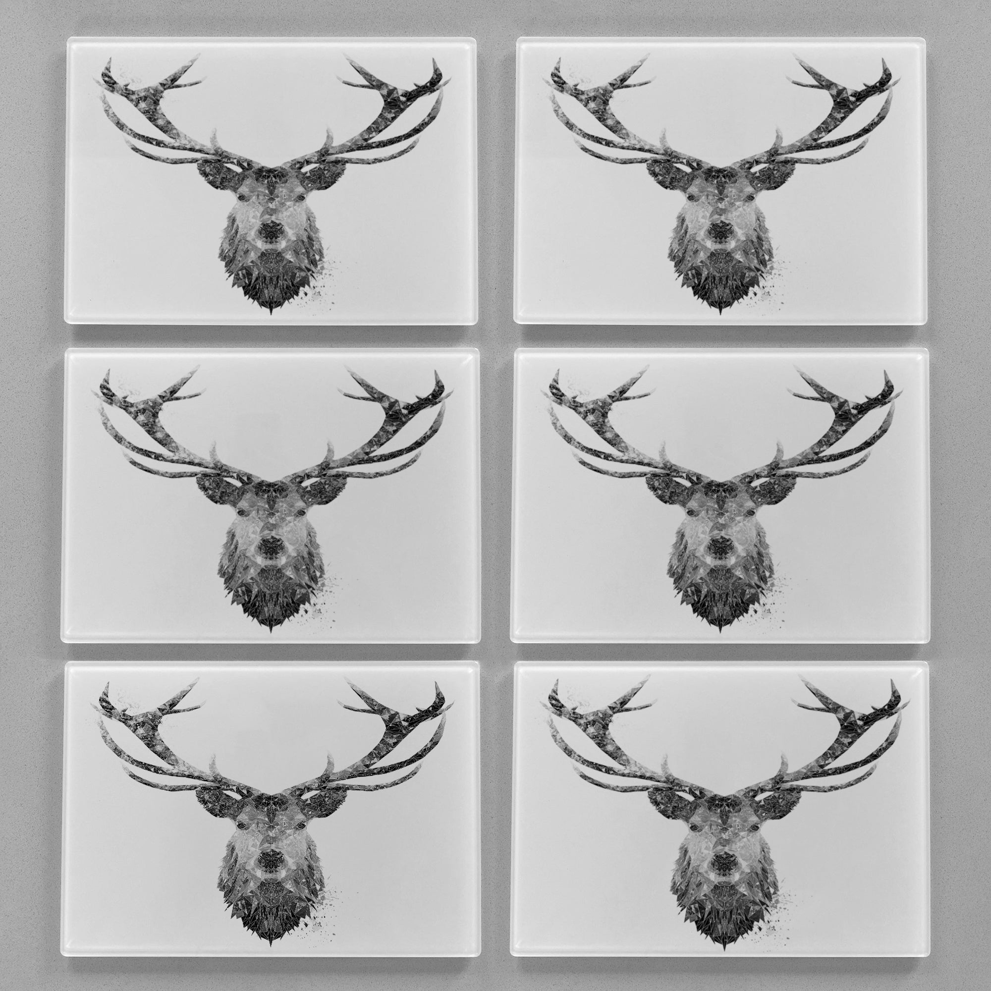 "The Stag" (B&W) Premium Glass Placemat