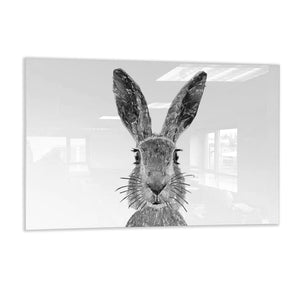 "The Hare" (B&W) Glass Wall Art