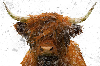 "The Highland" Highland Cow Art (Grey Background) Glass Wall Art