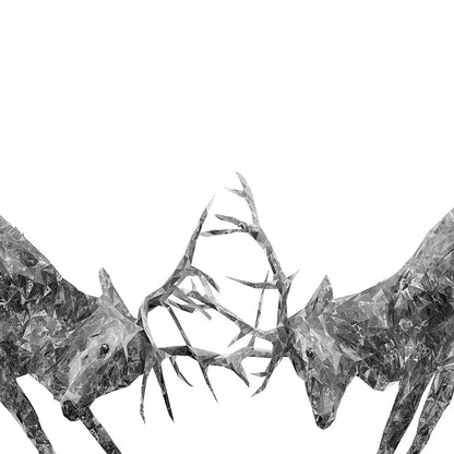 "The Showdown" Rutting Stags (B&W) Premium Glass Coasters