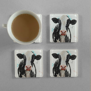 "Harriet" The Holstein Cow Premium Glass Coasters