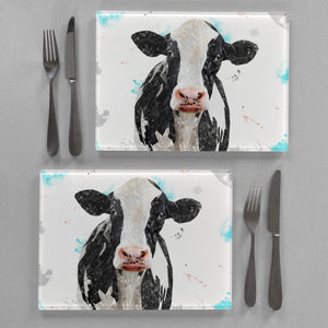 "Harriet" The Holstein Cow Premium Glass Placemat