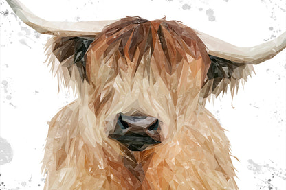 "Bernadette" The Highland Cow (Grey Background) Glass Wall Art