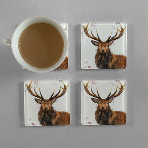 "Rory" The Stag Premium Glass Coasters