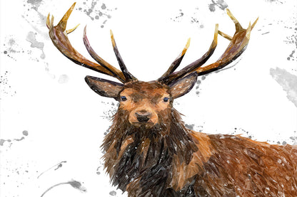 "Rory" The Stag (Grey Background) Glass Wall Art