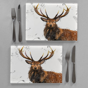 "Rory" The Stag (Grey Background) Premium Glass Placemat