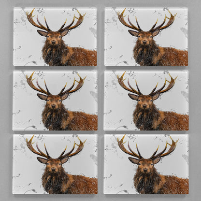 "Rory" The Stag (Grey Background) Premium Glass Placemat
