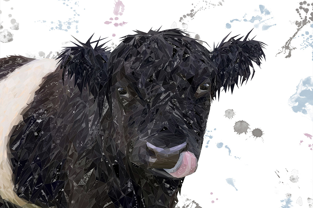 "Eugene" The Belted Galloway Cow Glass Wall Art