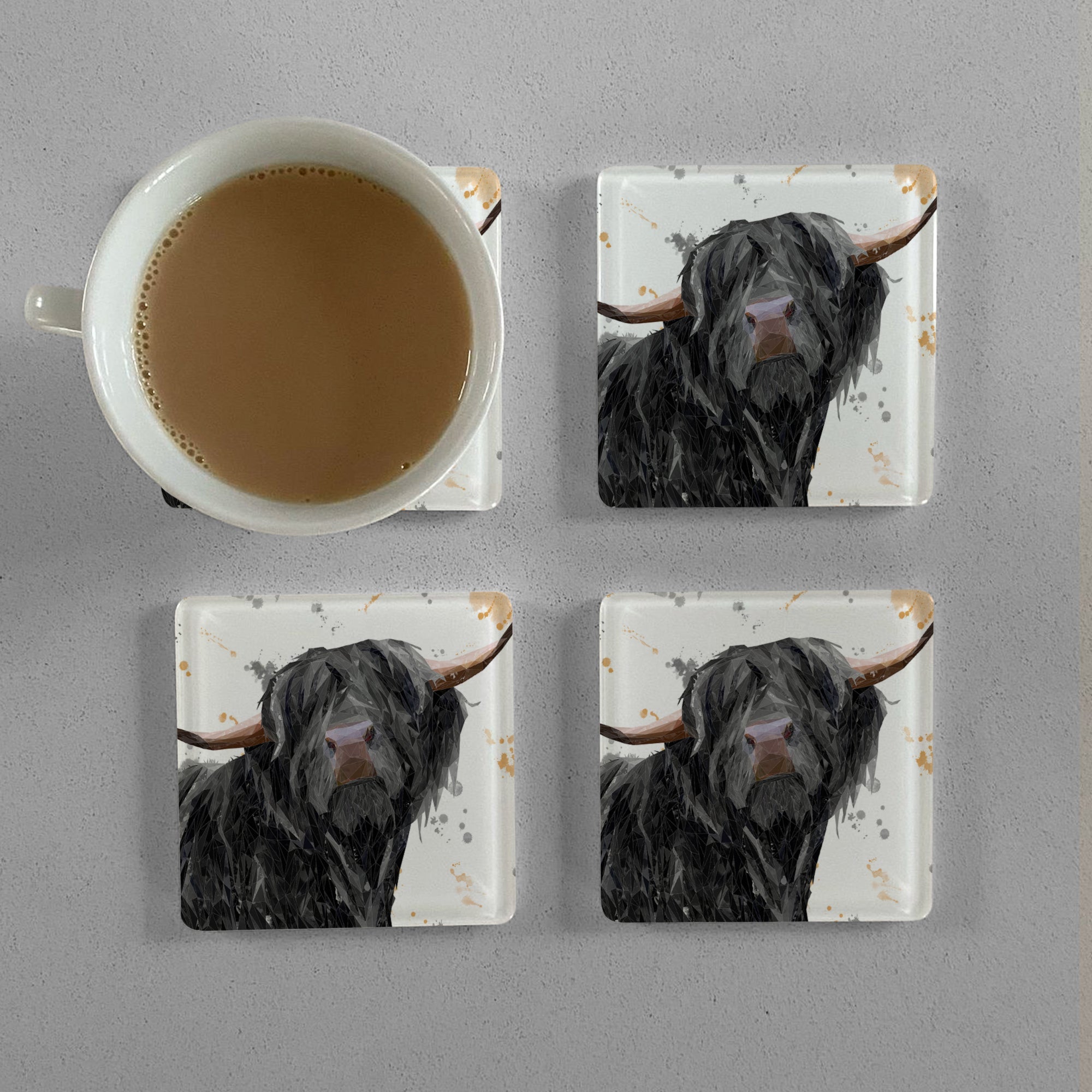 "Barnaby" The Highland Bull Premium Glass Coasters