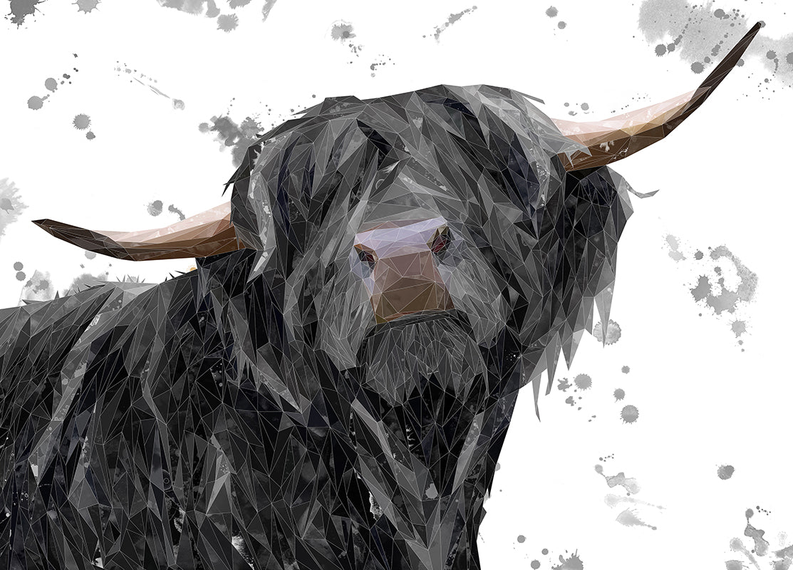 "Barnaby" The Highland Bull (Grey Background) Premium Glass Placemat