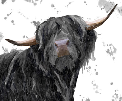 "Barnaby" The Highland Bull (Grey Background) Kitchen Splashback