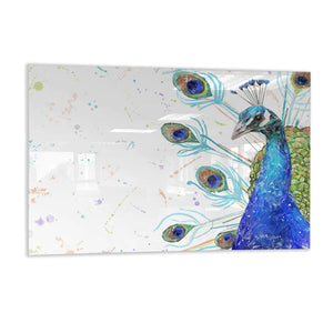 "Percy" The Peacock Glass Wall Art