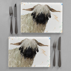 "Bertha" The Valais Blacknose Sheep Premium Glass Placemat