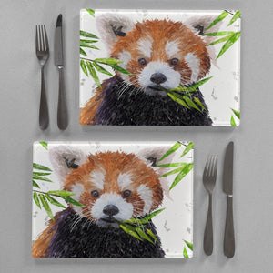 "Red" The Red Panda Premium Glass Placemat