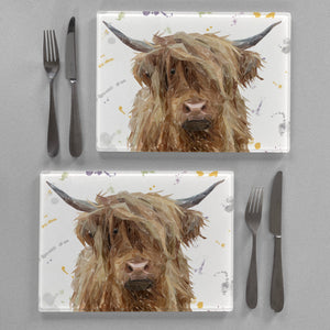 "Millie" The Highland Cow Premium Glass Placemat