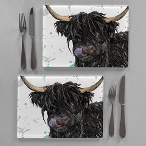 "Mabel" The Highland Cow Premium Glass Placemat