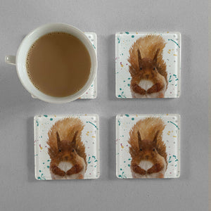 "Ellis" The Red Squirrel Premium Glass Coasters