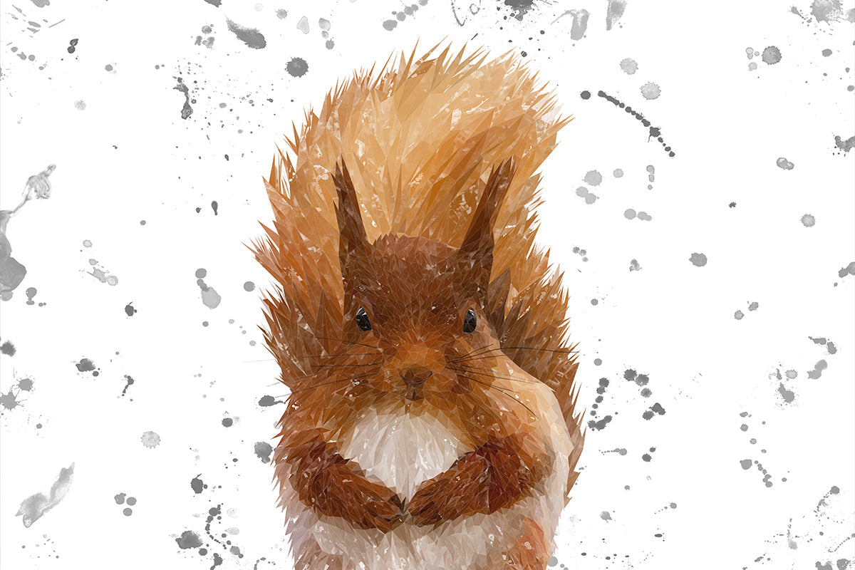 "Ellis" The Red Squirrel (Grey Background) Glass Wall Art