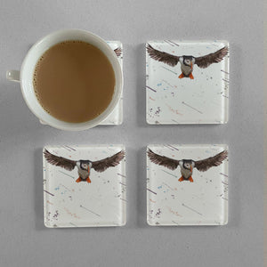 "Frank" The Puffin Premium Glass Coasters