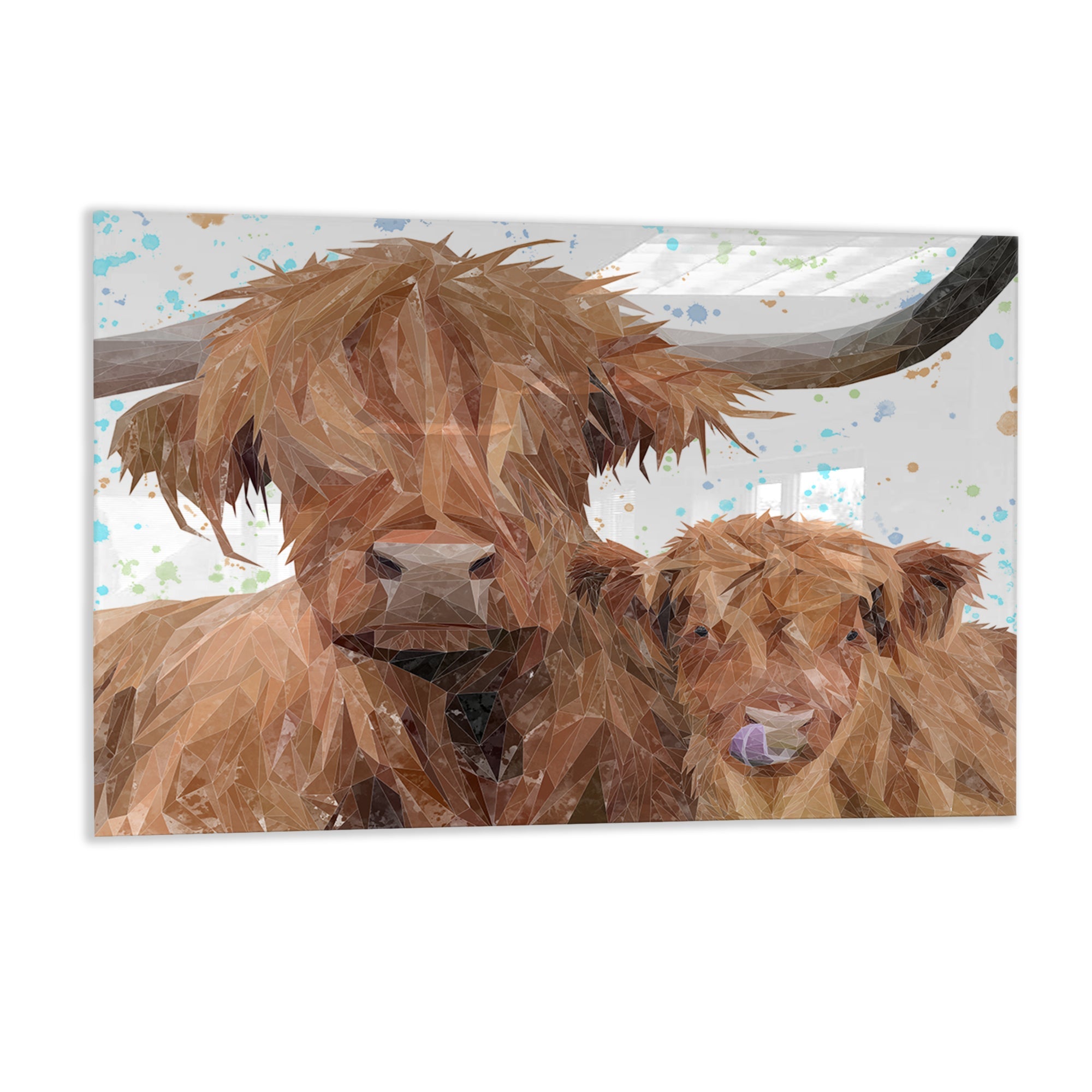 "A Mother's Love" Highland Cow & Calf Glass Wall Art