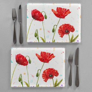 "Hope" Poppies (Landscape) Premium Glass Placemat