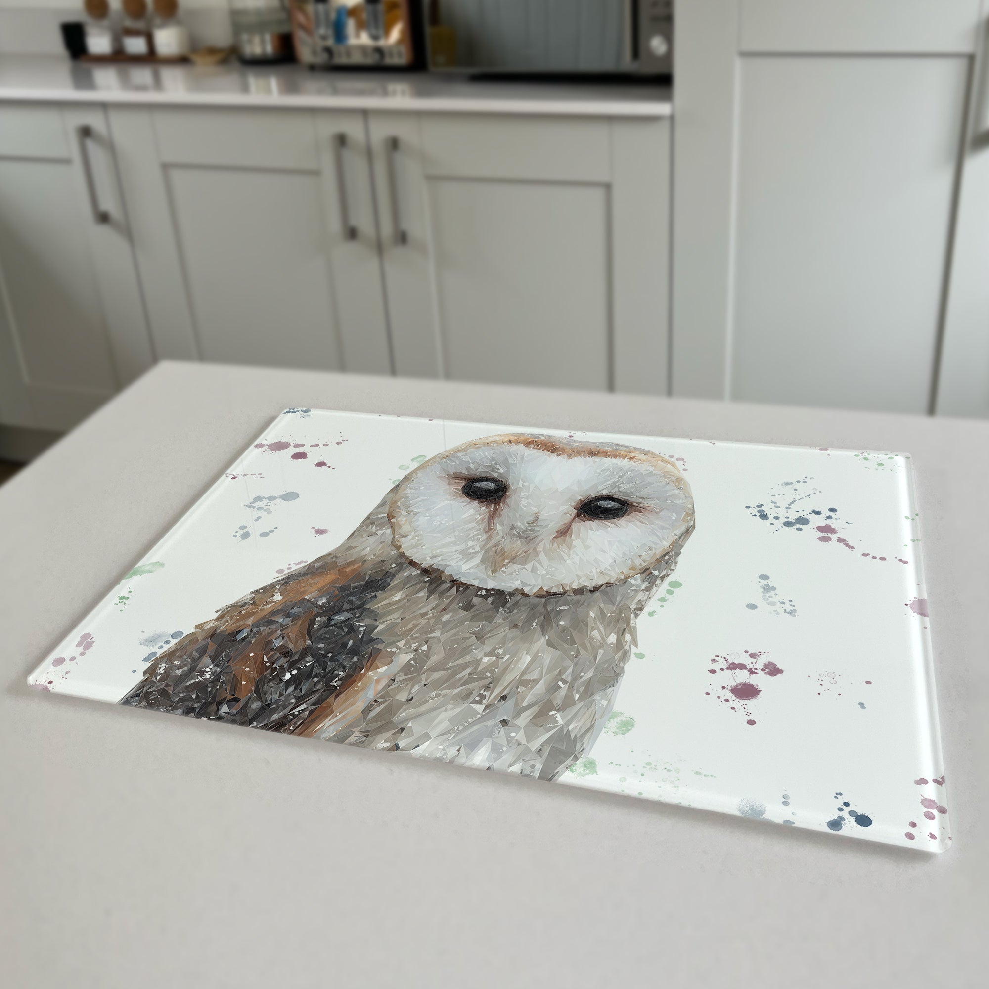 Whisper The Barn Owl Premium Glass Worktop Saver