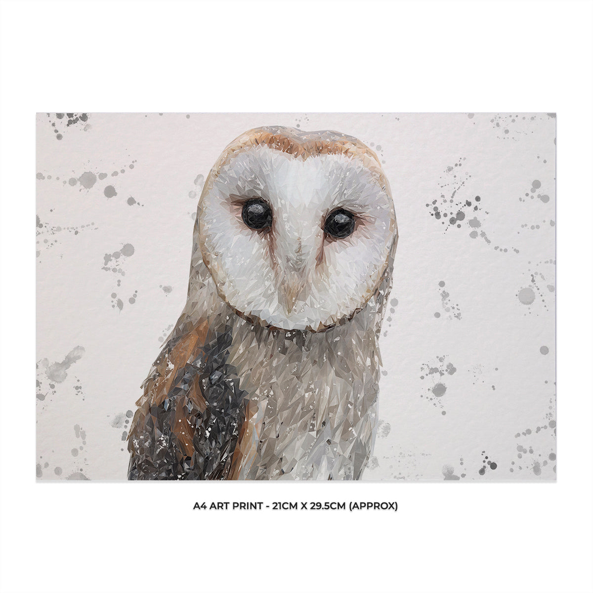 "Whisper" (Grey Background) The Barn Owl A4 Unframed Art Print