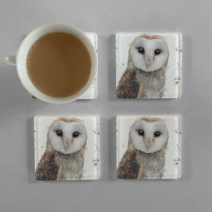 "Whisper" Grey Background Splashes Premium Glass Coasters