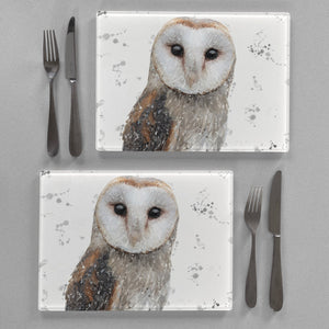 "Whisper" Grey Background Splashes Premium Glass Placemat