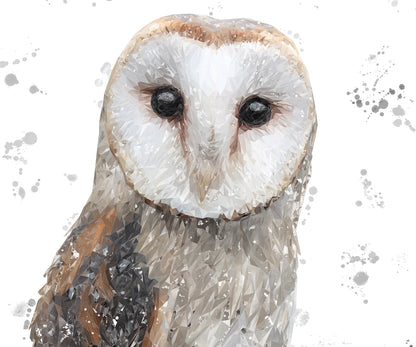 "Whisper" The Barn Owl (Grey Background) Kitchen Splashback