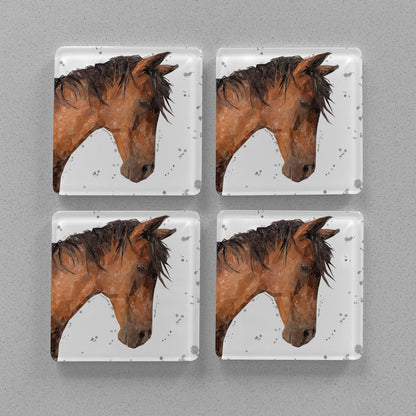 "Duke" Grey Background Premium Glass Coasters