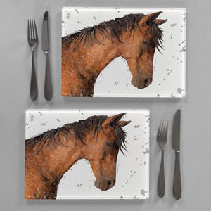 "Duke" Grey Background Splashes Premium Glass Placemat