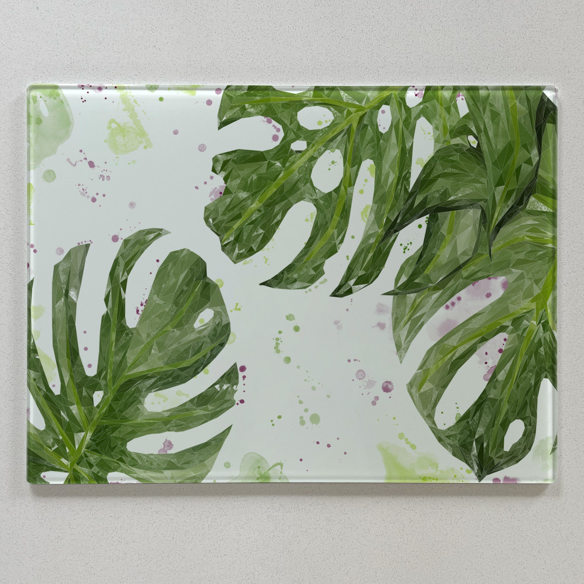 Tranquillity Monstera Plant Premium Glass Worktop Saver