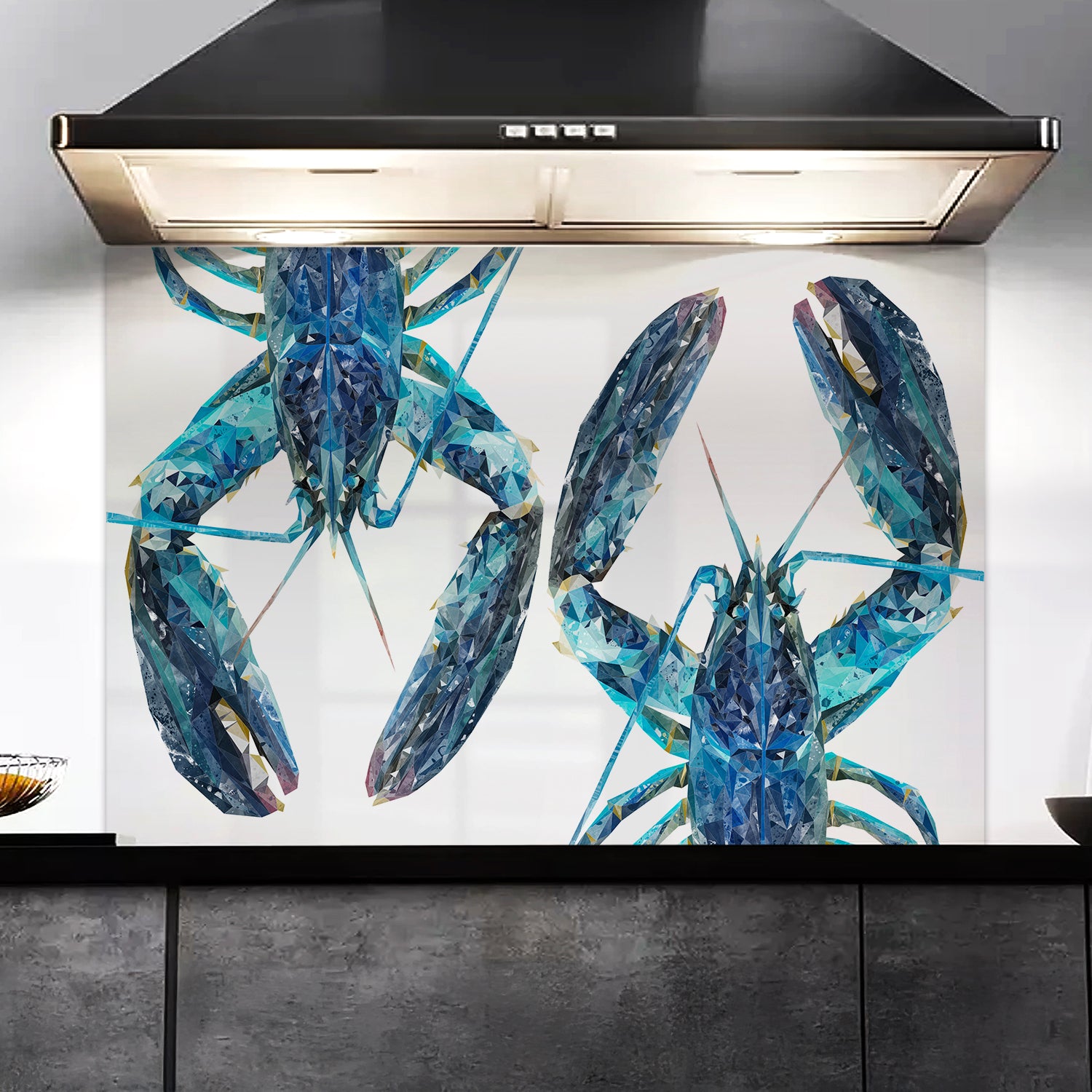 NEW! "Two Blue Lobsters" Kitchen Splashback - Andy Thomas Artworks