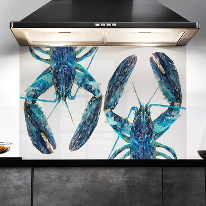 NEW! "Two Blue Lobsters" Kitchen Splashback - Andy Thomas Artworks
