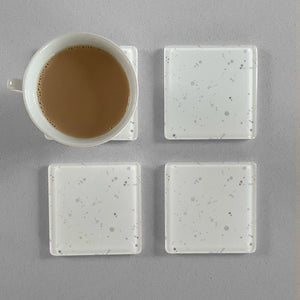 "The Bee" Grey Background Splashes Accent Premium Glass Coasters