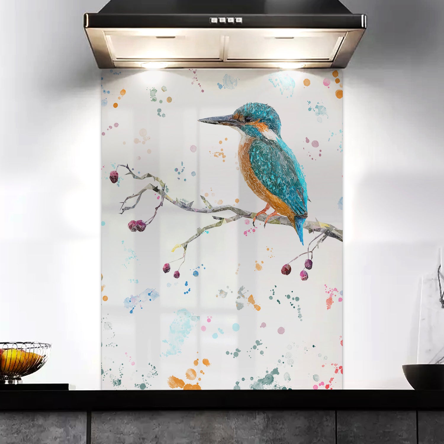 "On the Lookout" The Kingfisher (portrait) Kitchen Splashback - Andy Thomas Artworks