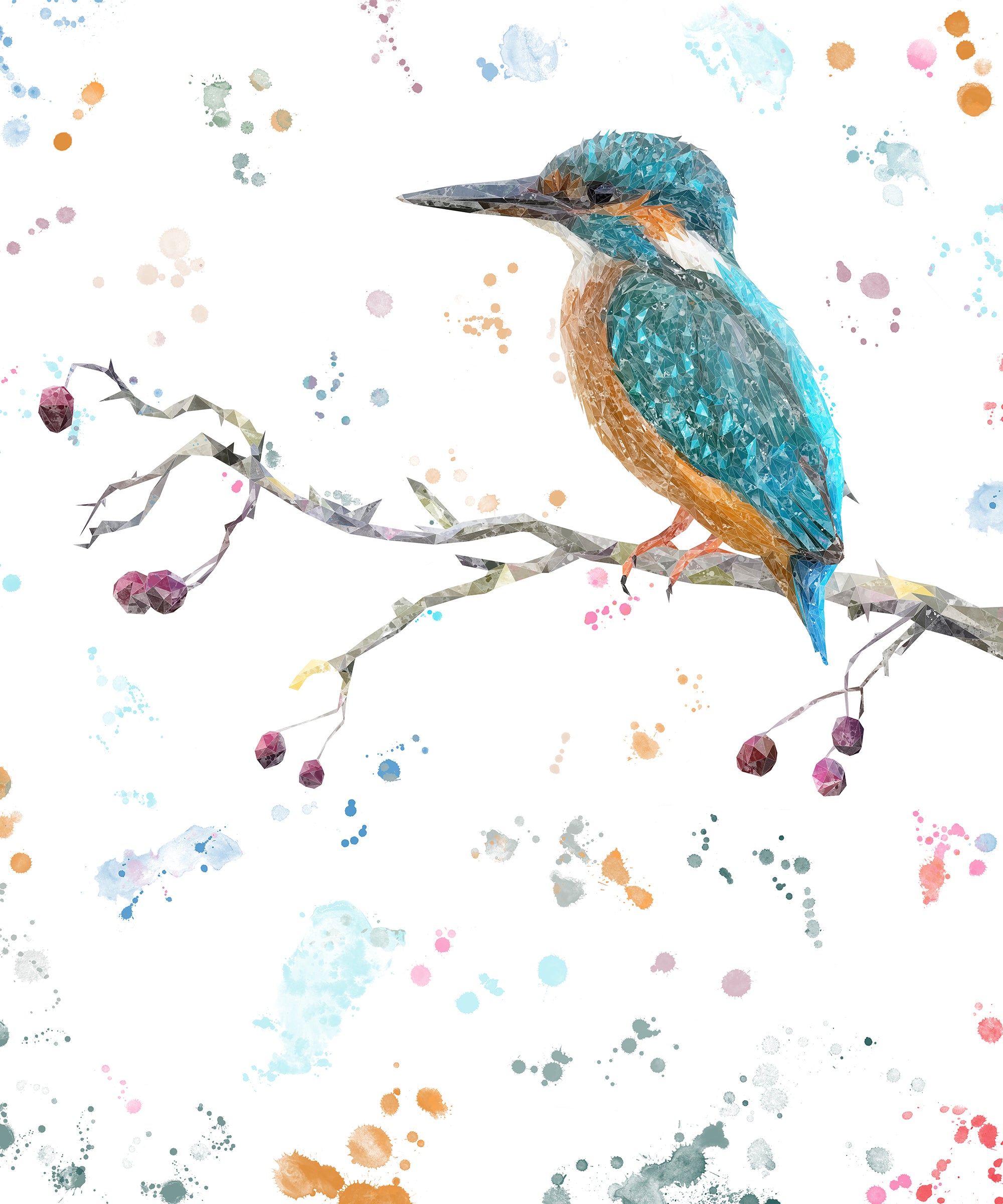"On the Lookout" The Kingfisher (portrait) Kitchen Splashback - Andy Thomas Artworks