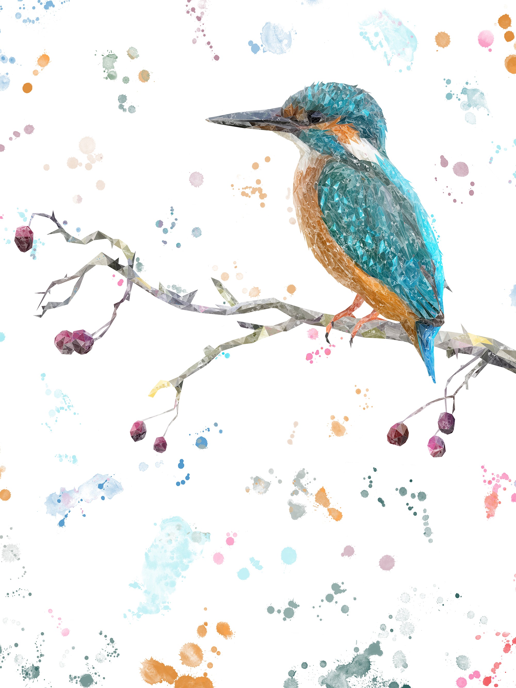 "On the Lookout" The Kingfisher (portrait) Kitchen Splashback - Andy Thomas Artworks