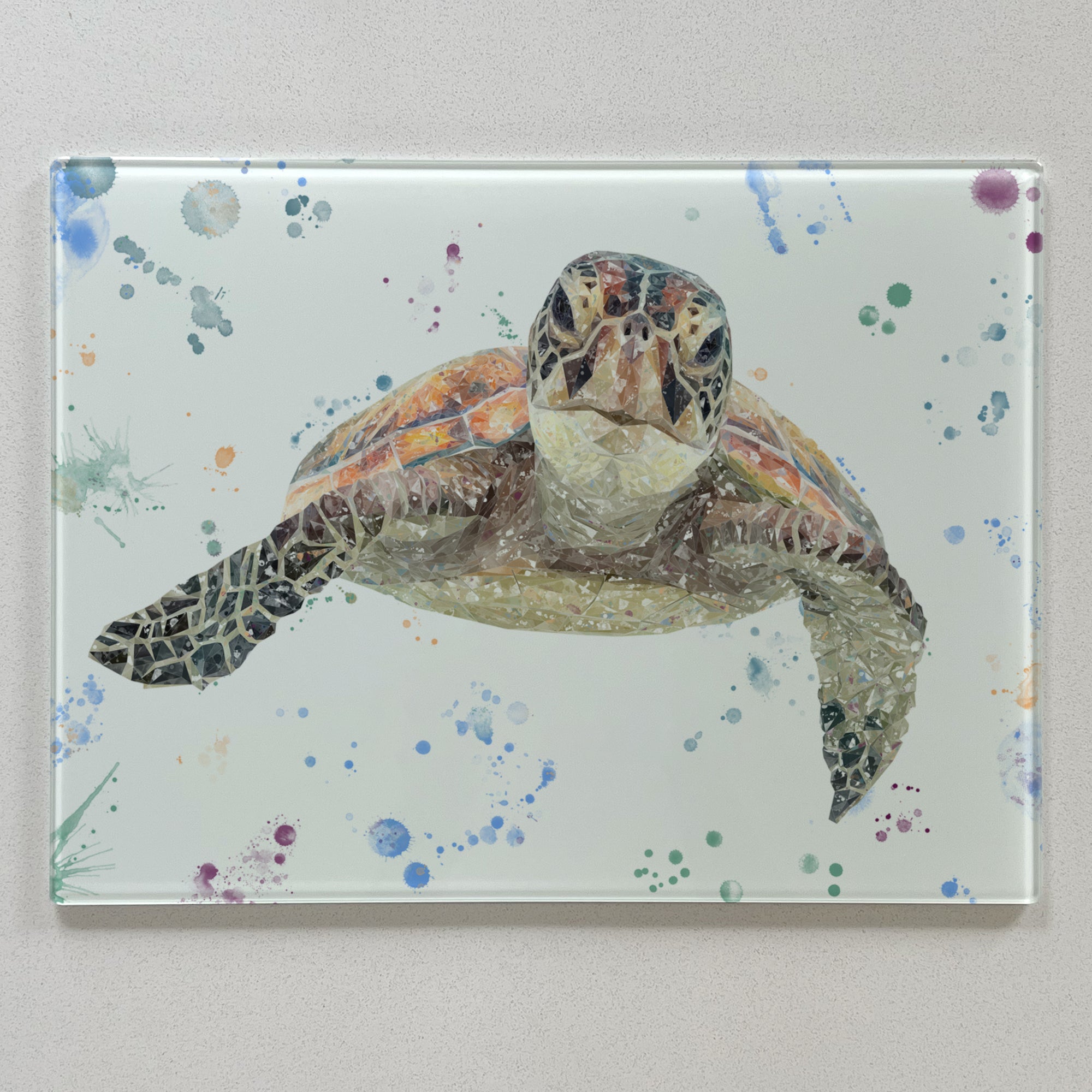 NEW! Drift, Sea Turtle Premium Glass Worktop Saver - Andy Thomas Artworks