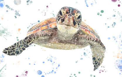 NEW! "Drift" The Sea Turtle Glass Wall Art