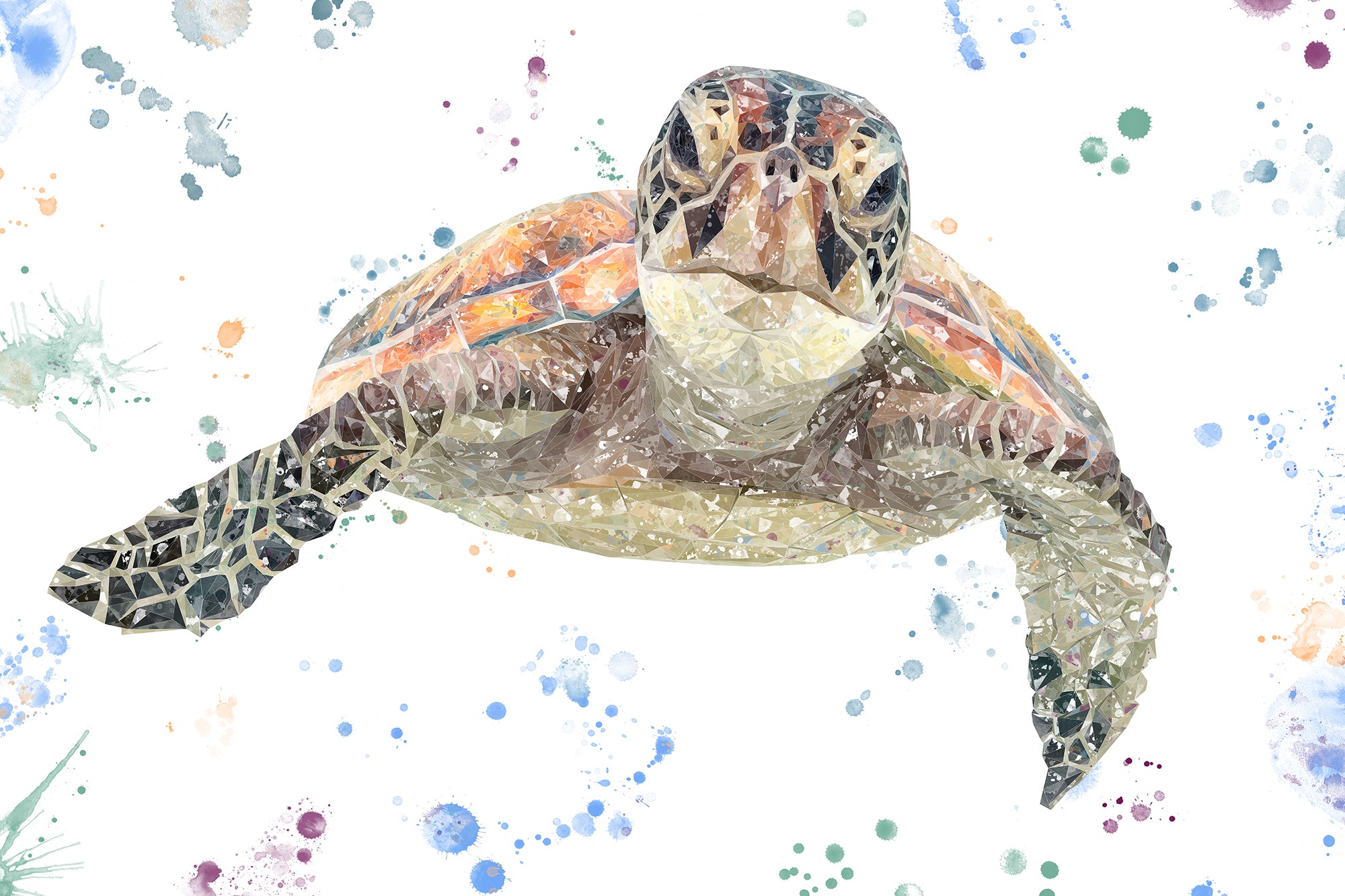 NEW! "Drift" The Sea Turtle Glass Wall Art